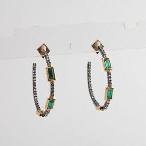 Alexis Bittar C-shaped Green Gemstone Earrings